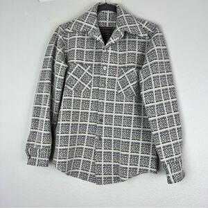 Vintage 70s Handmade Button Down Overshirt Unisex Neutral Minimalist